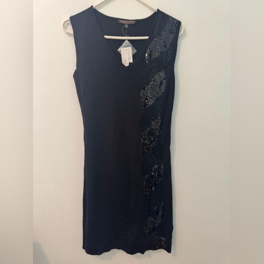 NWT Adrianne Vittadini Black Sleeveless Sequin Dress Size Medium
